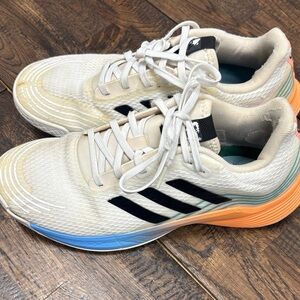 Adidas Cream and Black Sneakers with Multicolor Sole